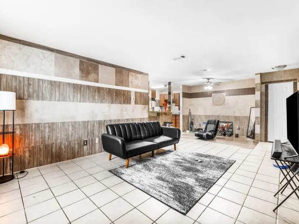 a living room with furniture