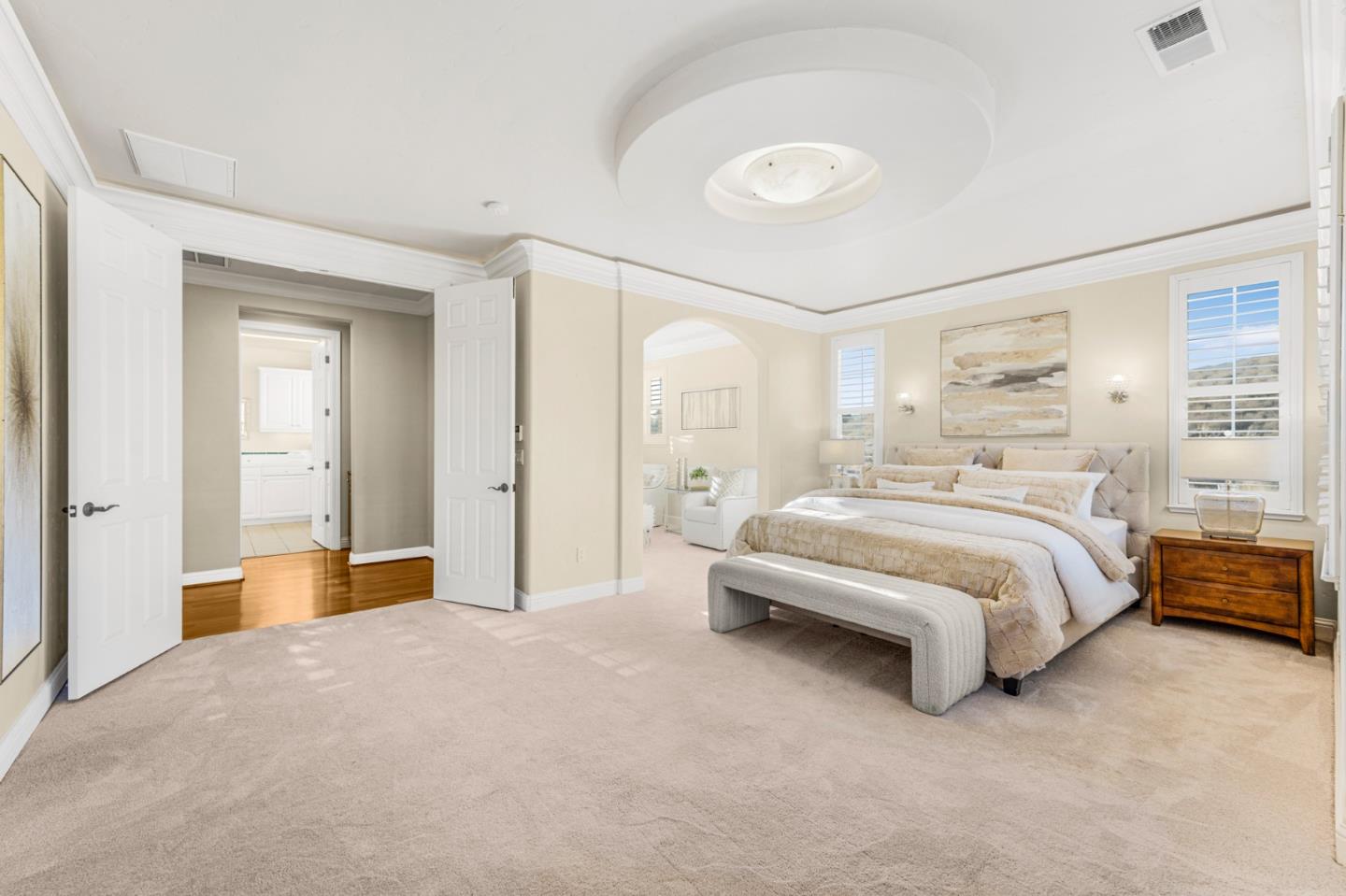 4800 Shady Meadows Place San Jose, CA 95138 - Photo 52 of 89 a spacious bedroom with a bed and a lamp