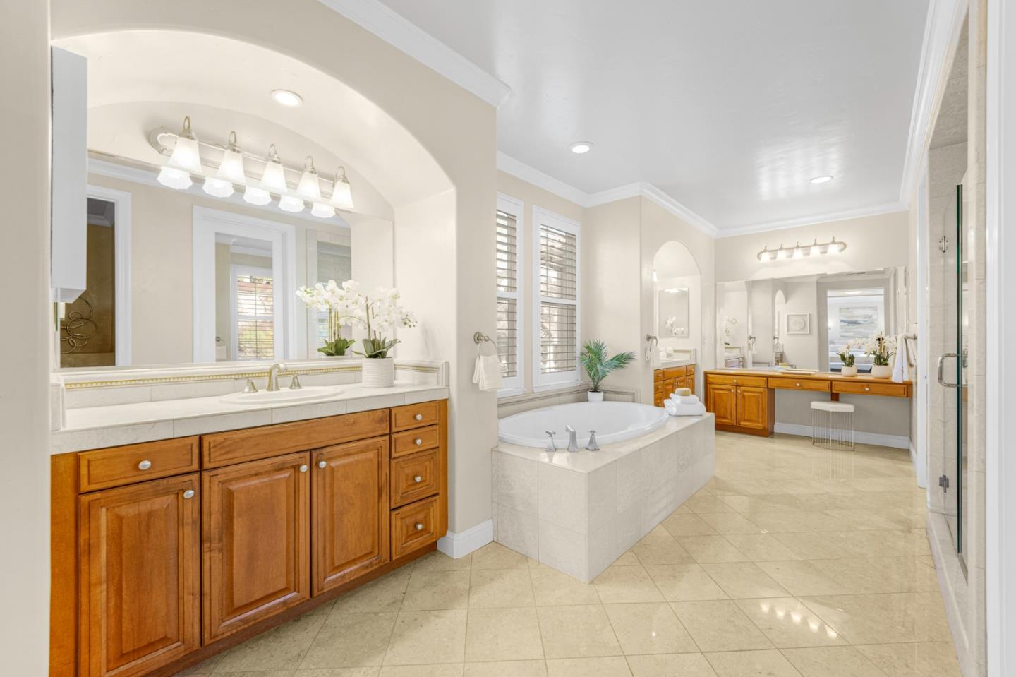 4800 Shady Meadows Place San Jose, CA 95138 - Photo 55 of 89 a large bathroom with a large tub sink vanity and window