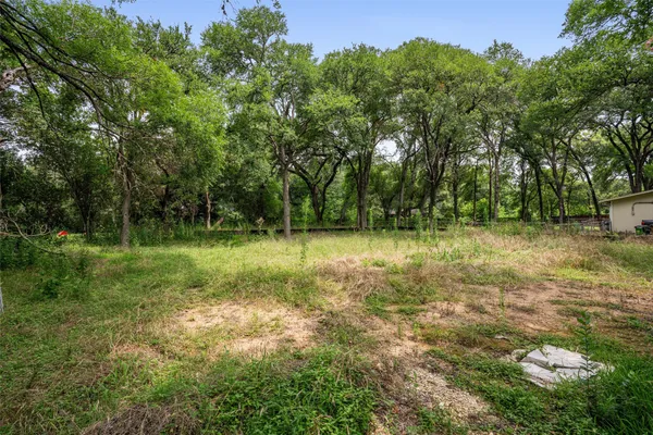 a view of outdoor space with trees all around
