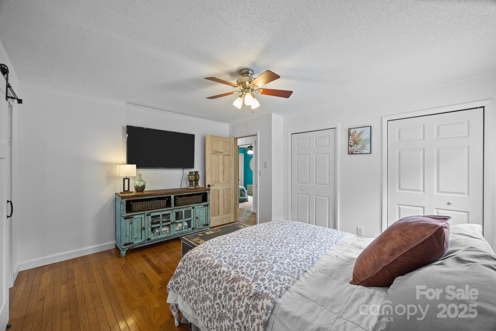 263 Morgan Branch Road Leicester, NC 28748 - Photo 23 of 31 a bedroom with a bed and a flat screen tv