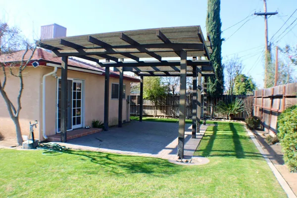 a view of a porch with a slide