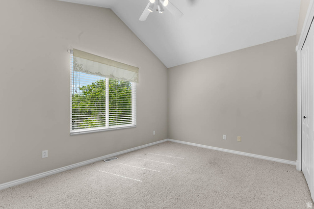 1417 Blacksmith Lane Draper, UT 84020 - Photo 34 of 57 Vaulted ceiling bedroom with a window featuring blinds and a valance