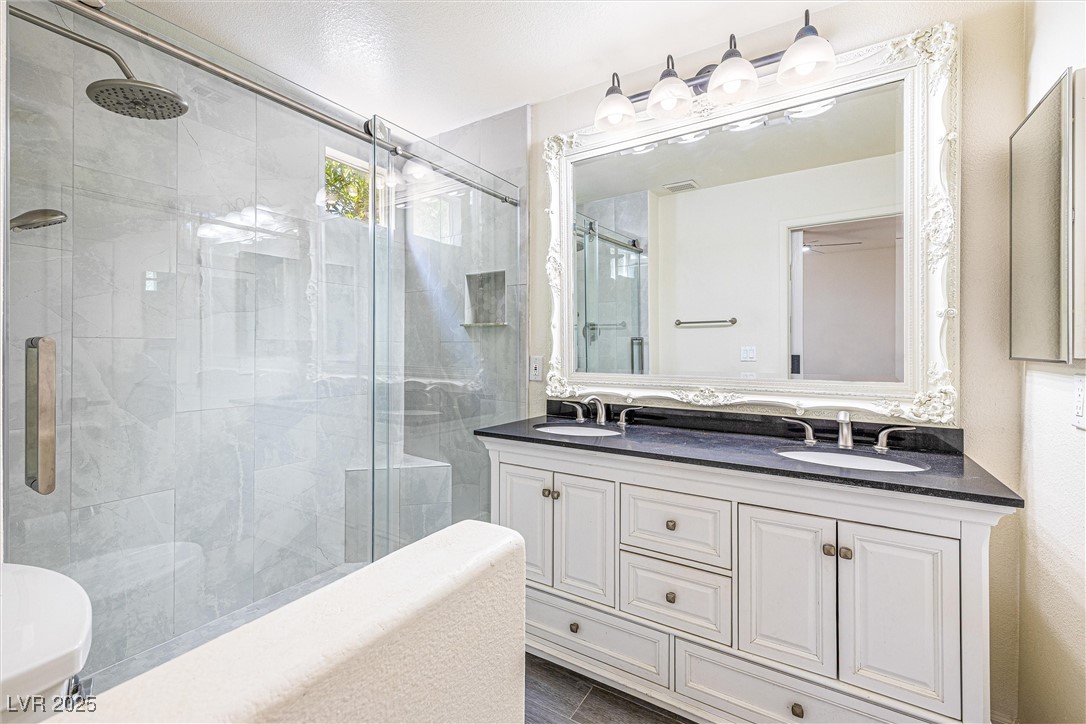 10133 Rice Paper Street Las Vegas, NV 89183 - Photo 21 of 36 Bathroom with a $9000 Remodeled Shower. Top of the Line Glass Slider