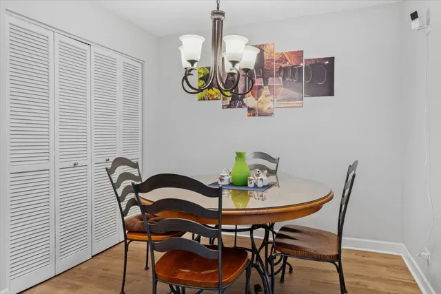a table and chairs in a room