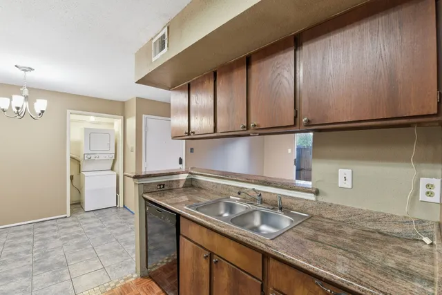 an empty room with a bathroom