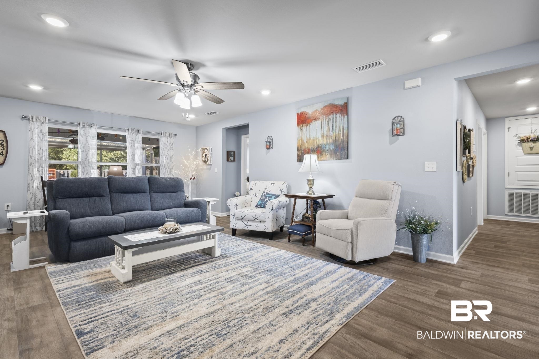 345 Hartenstein Road Foley, AL 36535 - Photo 35 of 47 Living room with ceiling fan and dark hardwood / wood-style floors