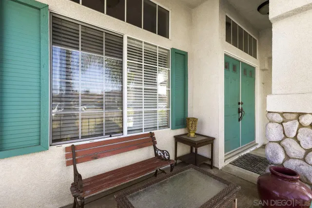 a building outdoor space with patio furniture