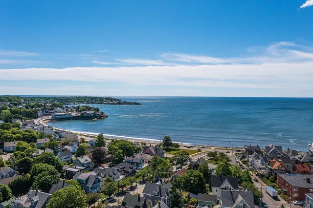 a view of a lake with a city