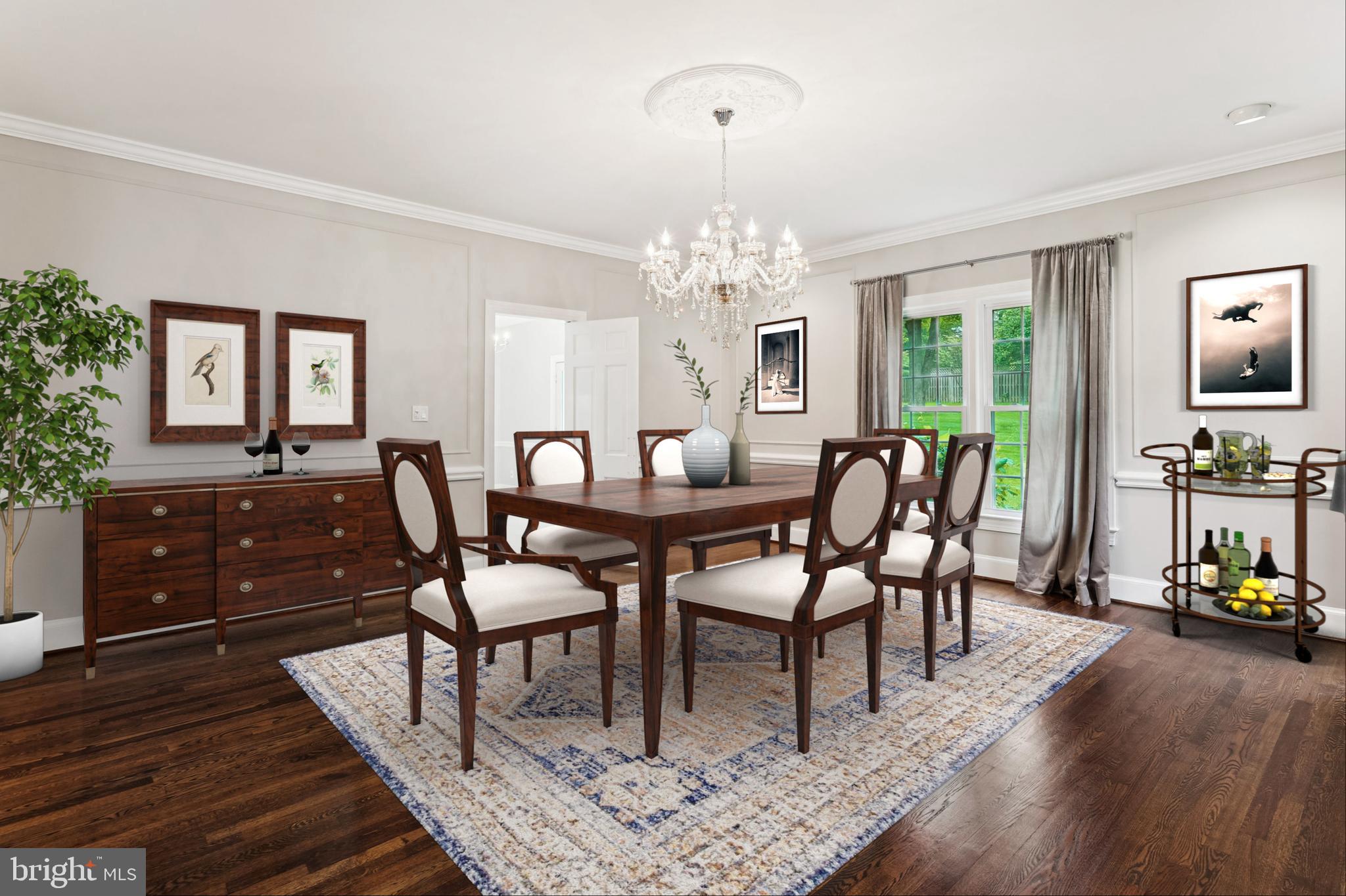 9801 Hall Road Potomac, MD 20854 - Photo 13 of 79 a view of a dining room with furniture window and wooden floor