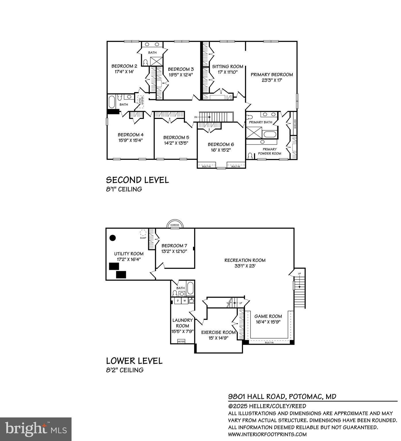 9801 Hall Road Potomac, MD 20854 - Photo 79 of 79 Floor plan - upper and lower levels