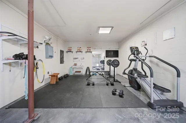 a view of a room with gym equipment