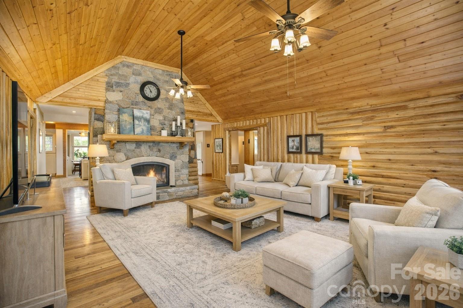 82 Running Ridge Road Asheville, NC 28804 - Photo 43 of 45 a living room with furniture and a fireplace