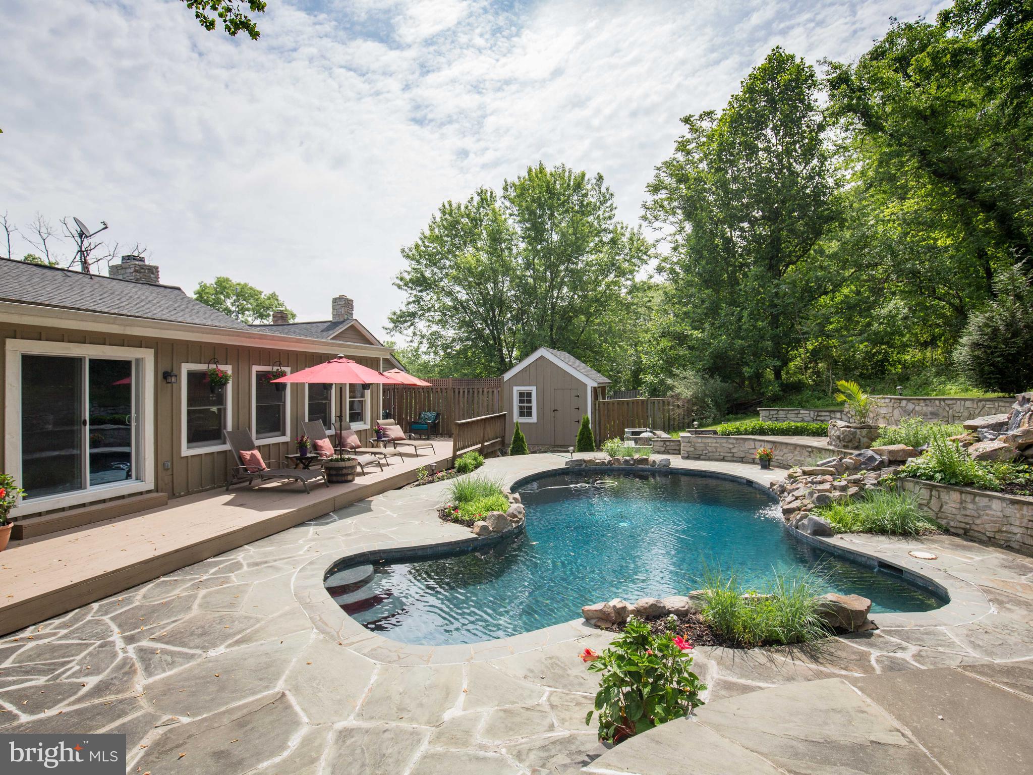 36847 Stony Point Road Purcellville, VA 20132 - Photo 41 of 57 Pool area with loads of patio and decking , shed
