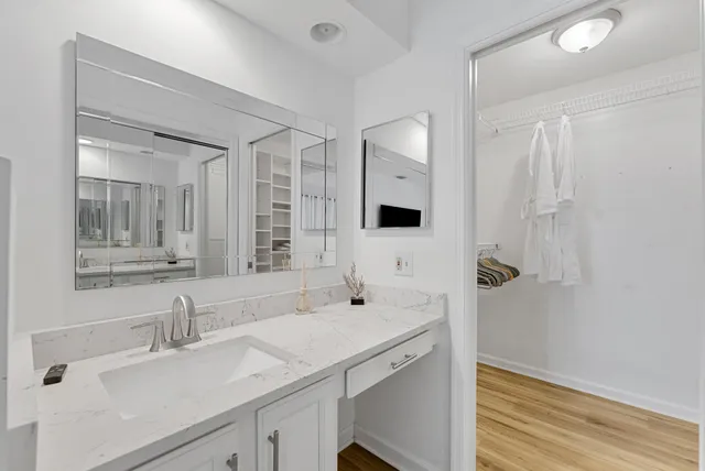 a view of a lake with a city view