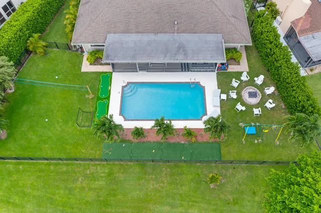 an aerial view of a house