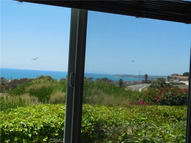 a view of a garden from a balcony