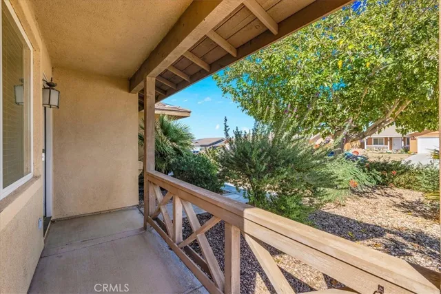 a view of a balcony with an outdoor space