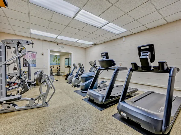 a view of a room with gym equipment