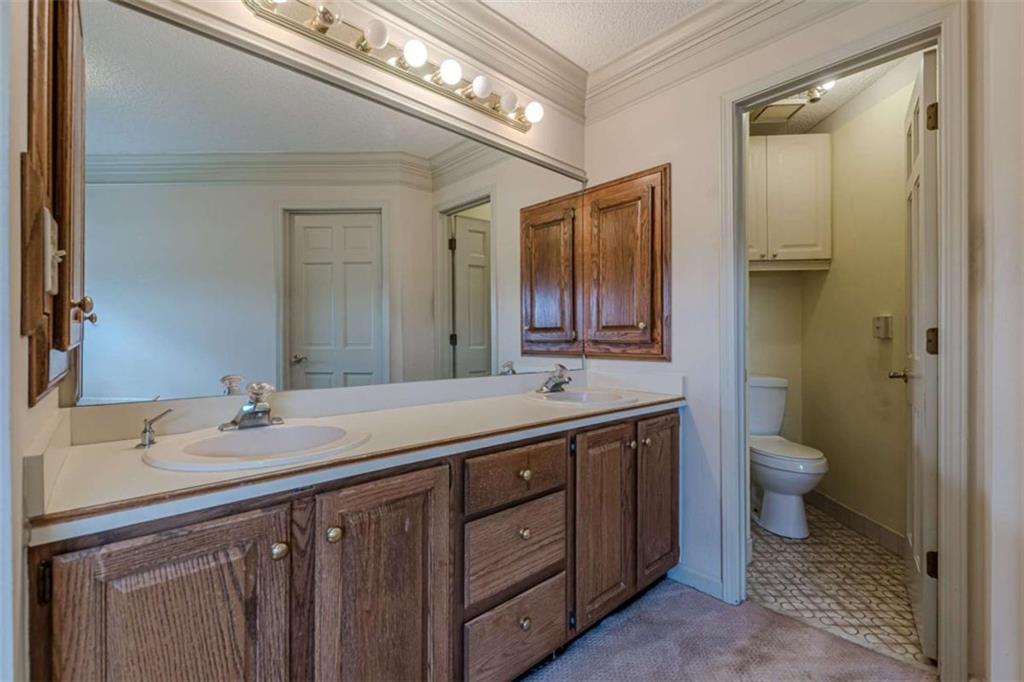 1380 Elliott Road McDonough, GA 30252 - Photo 17 of 33 a bathroom with a granite countertop sink a toilet and a mirror