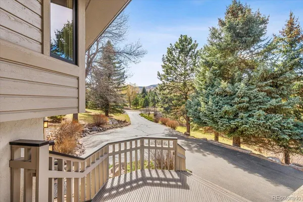 a view of a balcony with an outdoor space