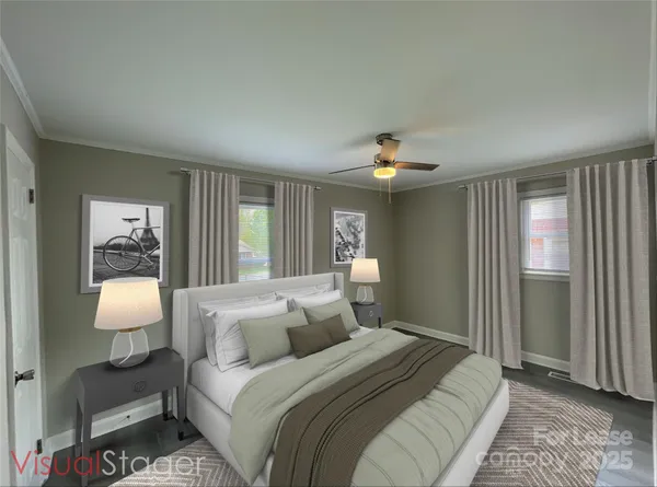 a bed room with a bed and a chair