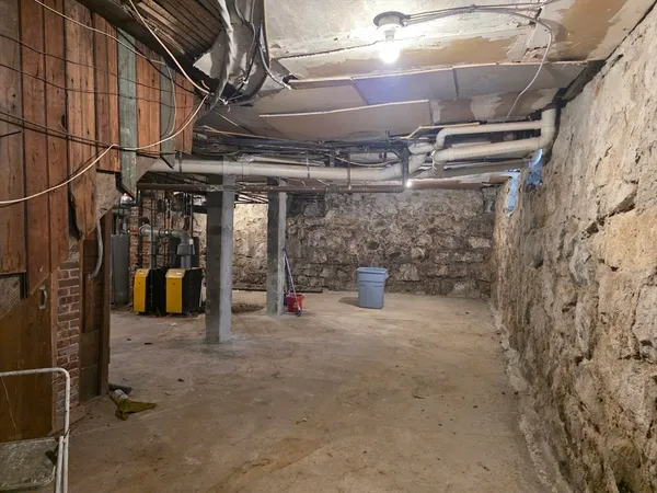a view of a room with racks