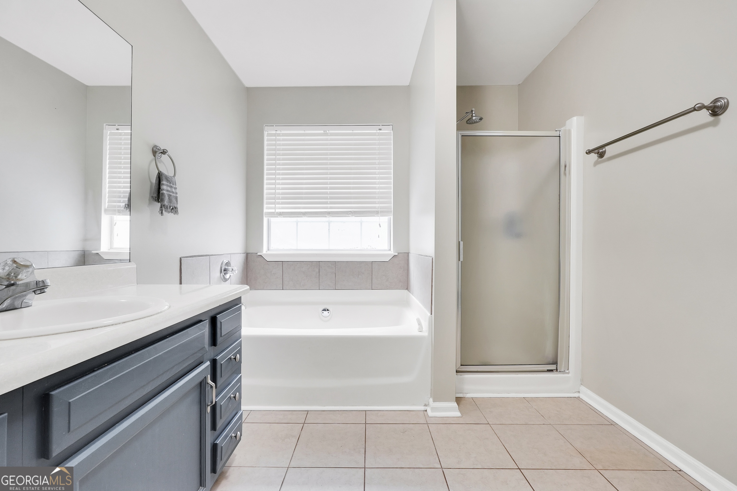 110 Westeria Way Jackson, GA 30233 - Photo 19 of 45 a spacious bathroom with a tub sink shower and mirror