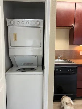 a bathroom with a double vanity sink and mirror