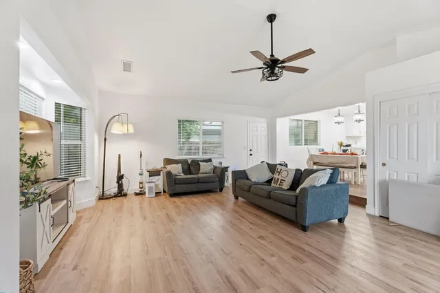 a living room with furniture