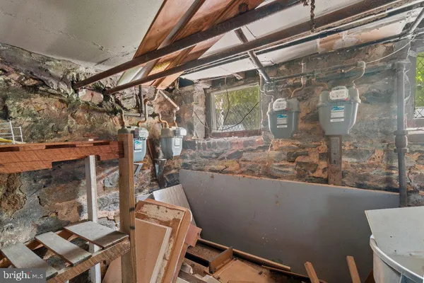 a view of a room with windows