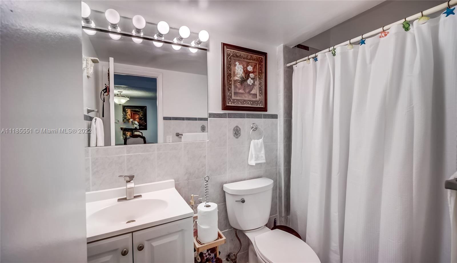 14107 Southwest 66th Street, Unit D7 Miami, FL 33183 - Photo 14 of 38 a bathroom with a sink vanity mirror and toilet