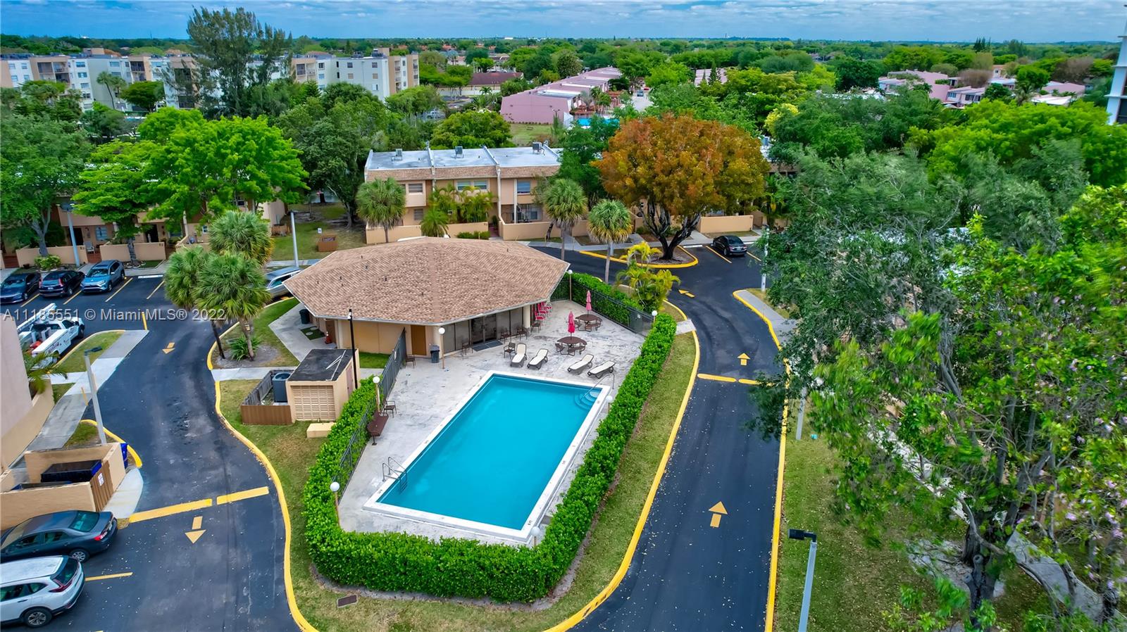14107 Southwest 66th Street, Unit D7 Miami, FL 33183 - Photo 30 of 38 an aerial view of a house with swimming pool patio and outdoor seating