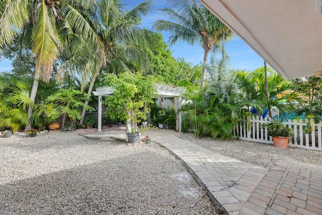 a view of a room with a large trees and plants