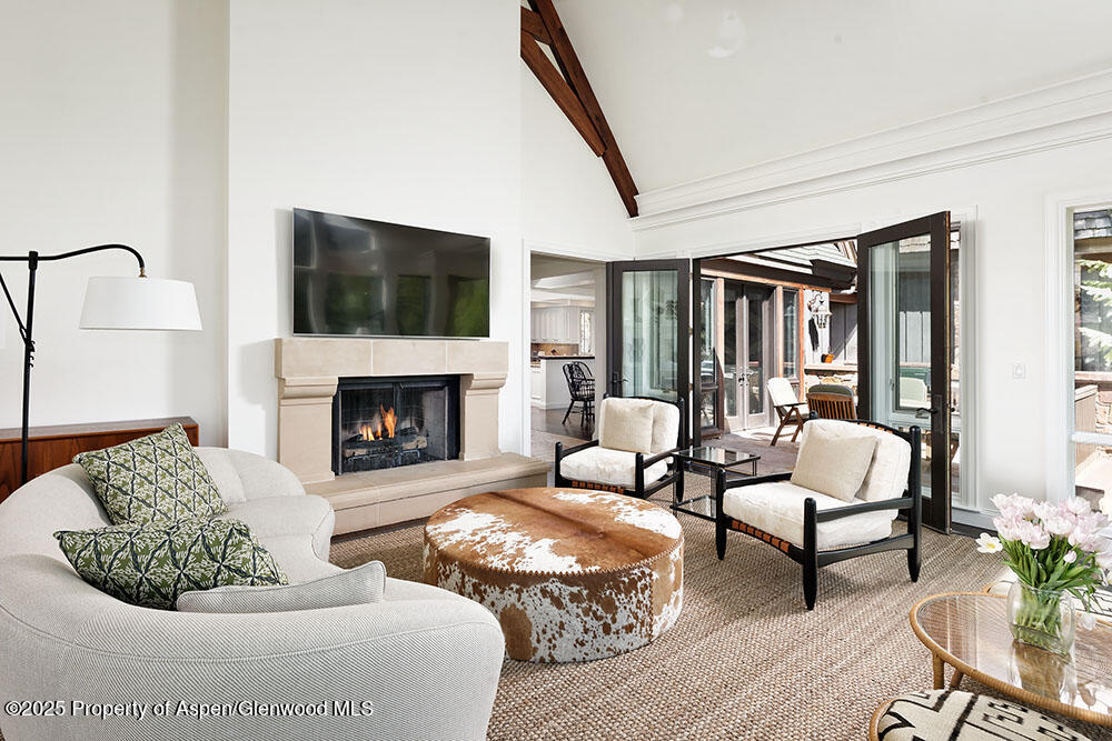 74 Pfister Drive, Unit 101 Aspen, CO 81611 - Photo 2 of 24 a living room with furniture and a fireplace