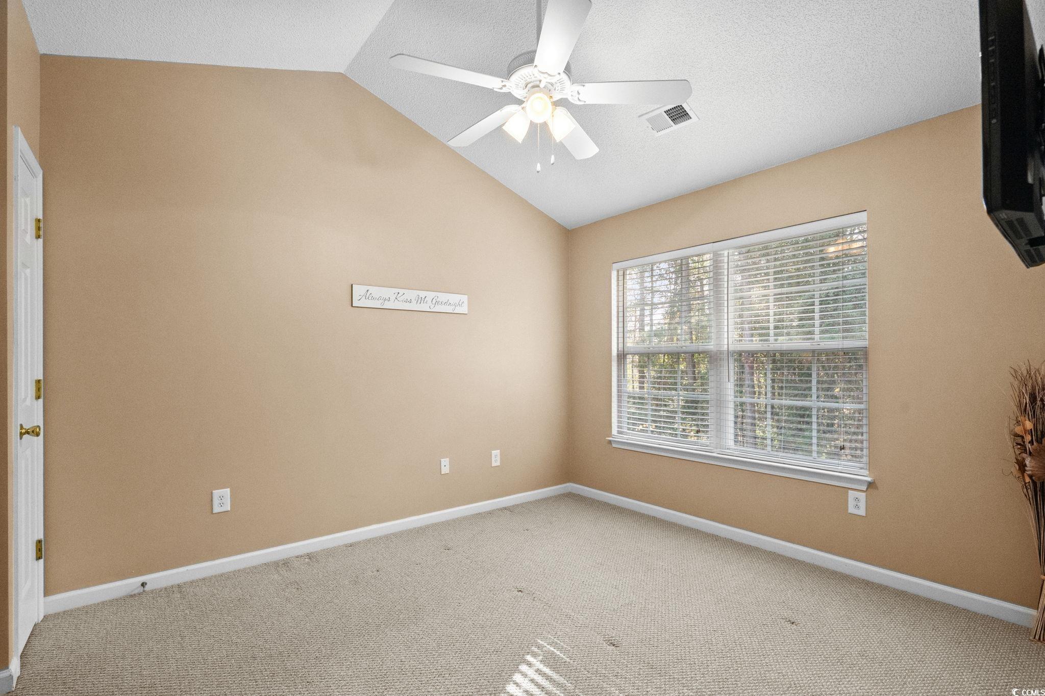 399 Seabert Road, Unit 209 Myrtle Beach, SC 29579 - Photo 29 of 40 Carpeted spare room featuring lofted ceiling and ceiling fan