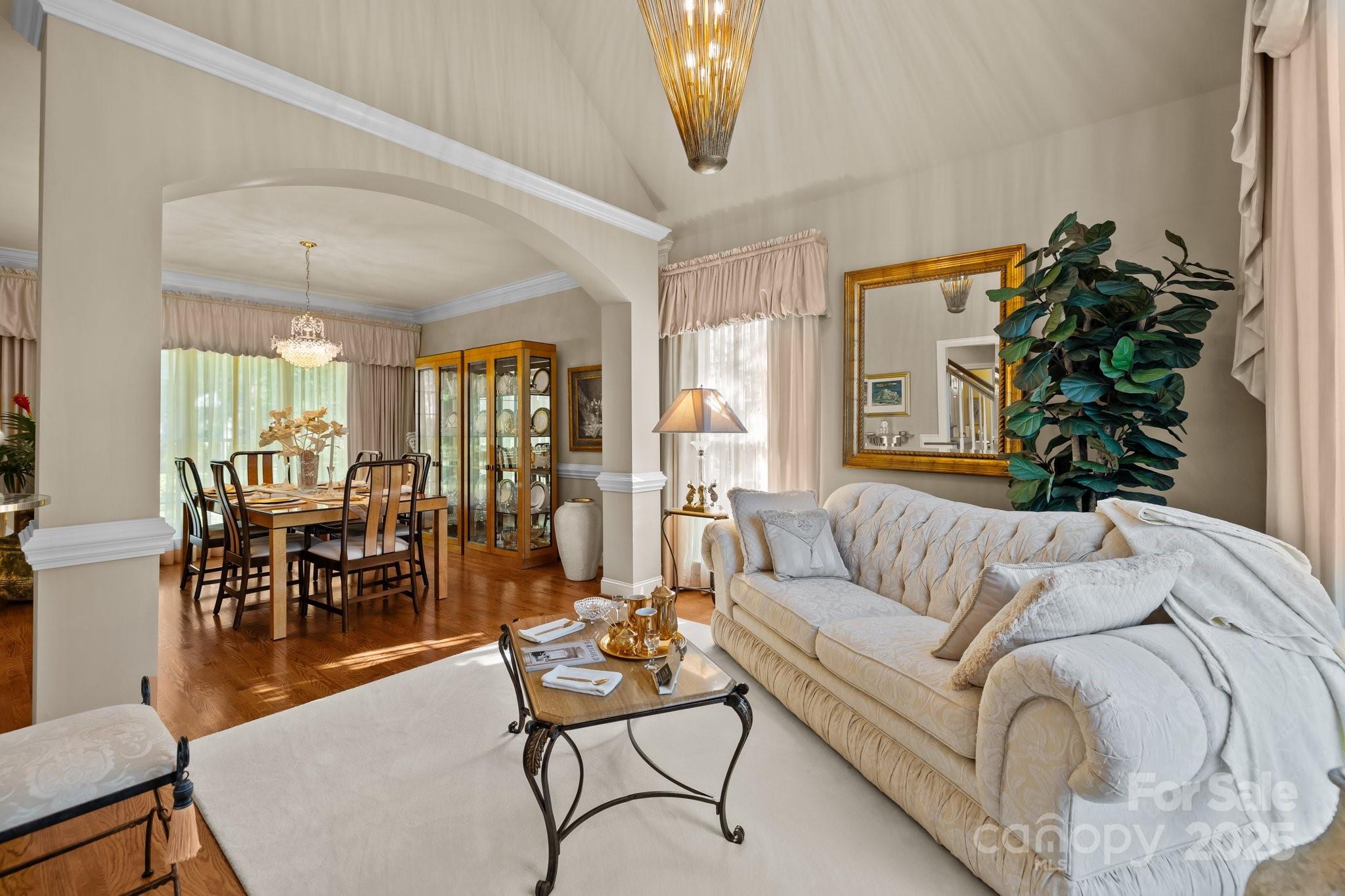 204 Limerick Drive Matthews, NC 28104 - Photo 9 of 44 a living room with furniture potted plant and a chandelier
