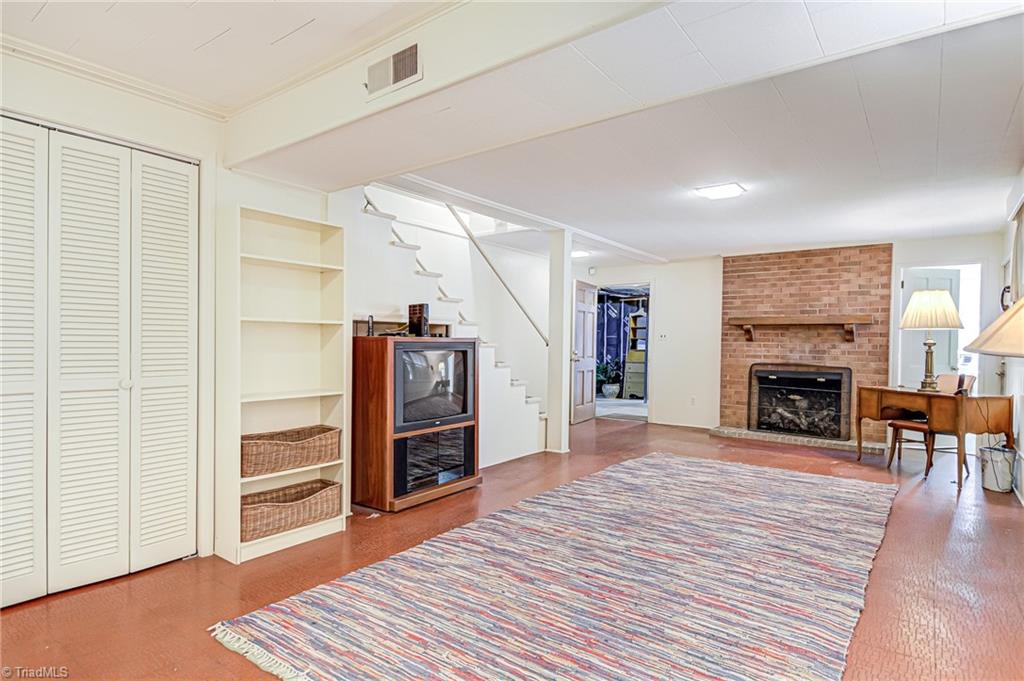3530 Kirklees Road Winston-Salem, NC 27104 - Photo 30 of 42 Finished basement with fireplace