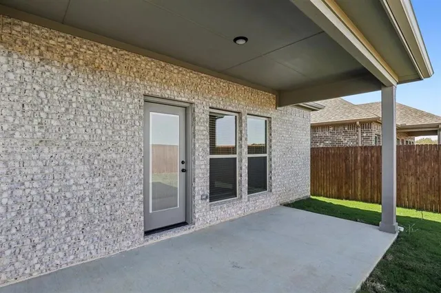 a view of a backyard with plants and large tree