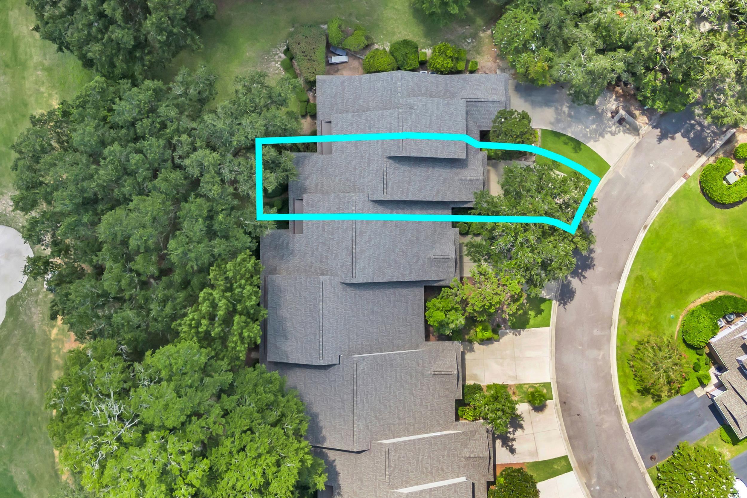 141 Twelve Oaks Drive, Unit 5 Pawleys Island, SC 29585 - Photo 34 of 37 Aerial overview of property's location with property parcel outlined