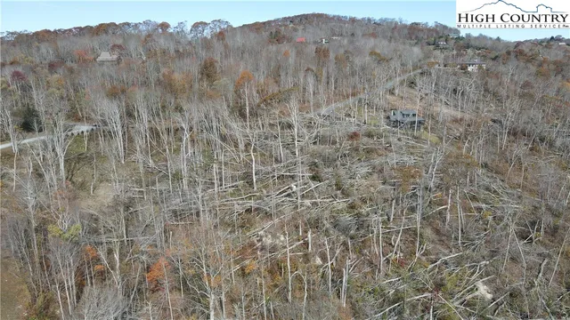a view of a dry yard with mountains in the background