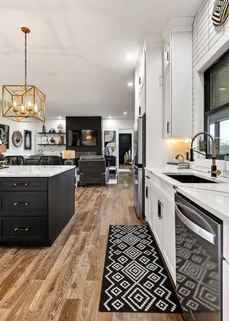 a view of cabinets with wooden floor
