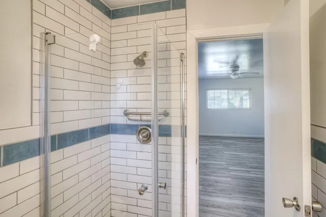 a bathroom with a shower