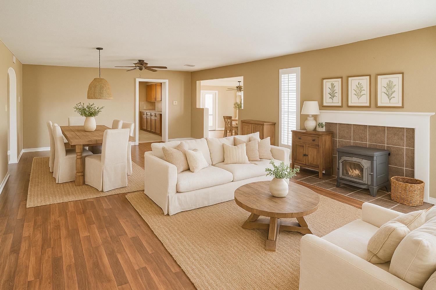 874 South Meridian Road Meridian, CA 95957 - Photo 5 of 54 a living room with furniture a fireplace and a table