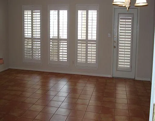 a view of an empty room from a window