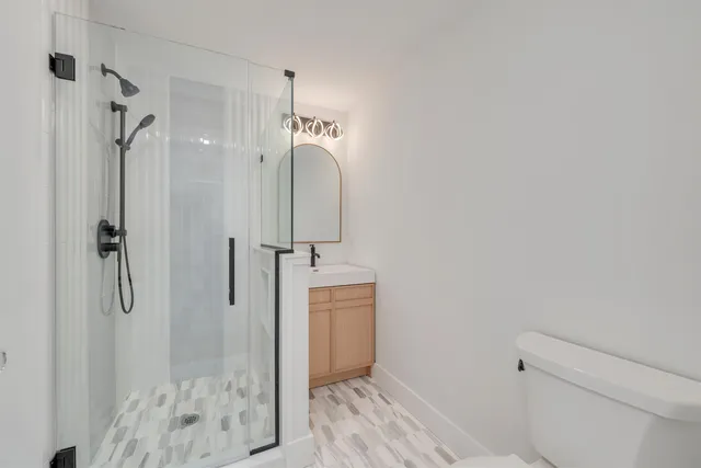 a bathroom with a shower