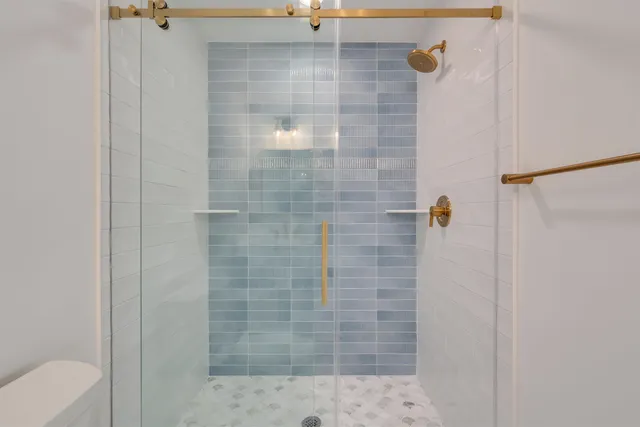 a bathroom with a shower