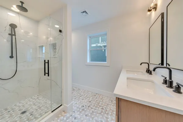 a bathroom with a shower