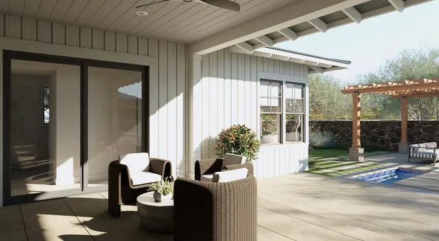 a house view with a sitting space