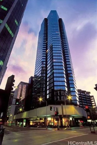 a view of a building and a street